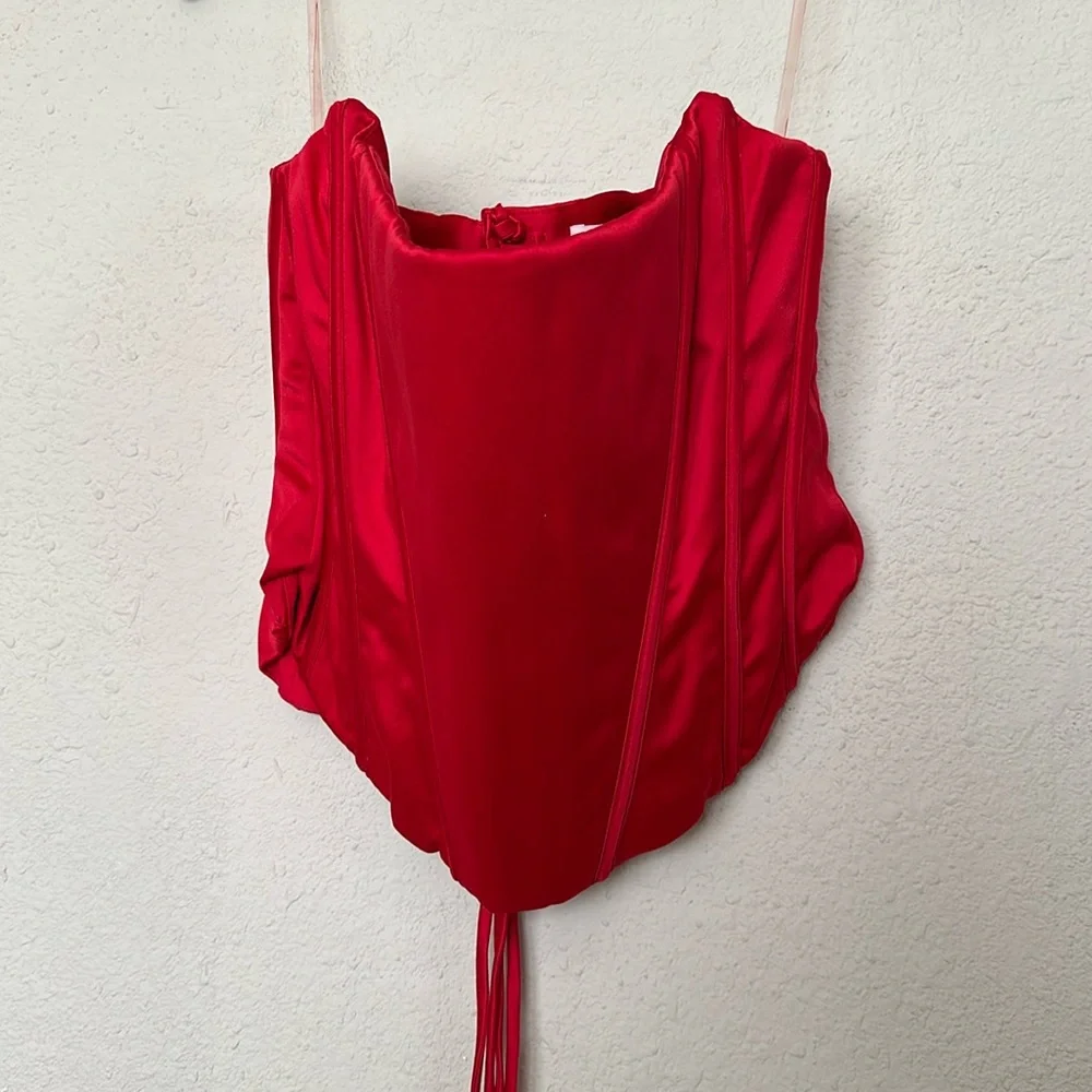 House Of‎ CB 'Genevieve' Scarlet Satin Lace Back Corset M NWOT